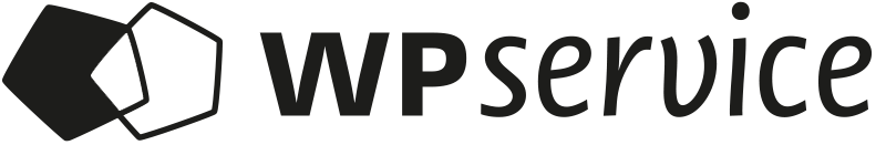 Logo von WP-Service, Schwarz auf transparentem Hintergrund